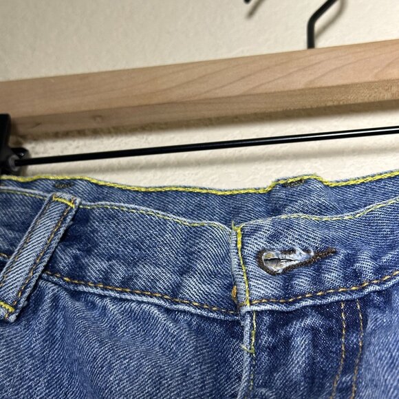 Levi 517 Denim Jean Pant Men 36x30 Western Blue Distressed Ripped Straight Boot - Picture 11 of 14